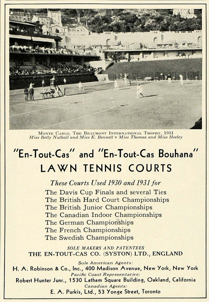 1931 Ad En Tout Cas Bouhana Lawn Tennis Courts Beaumont International