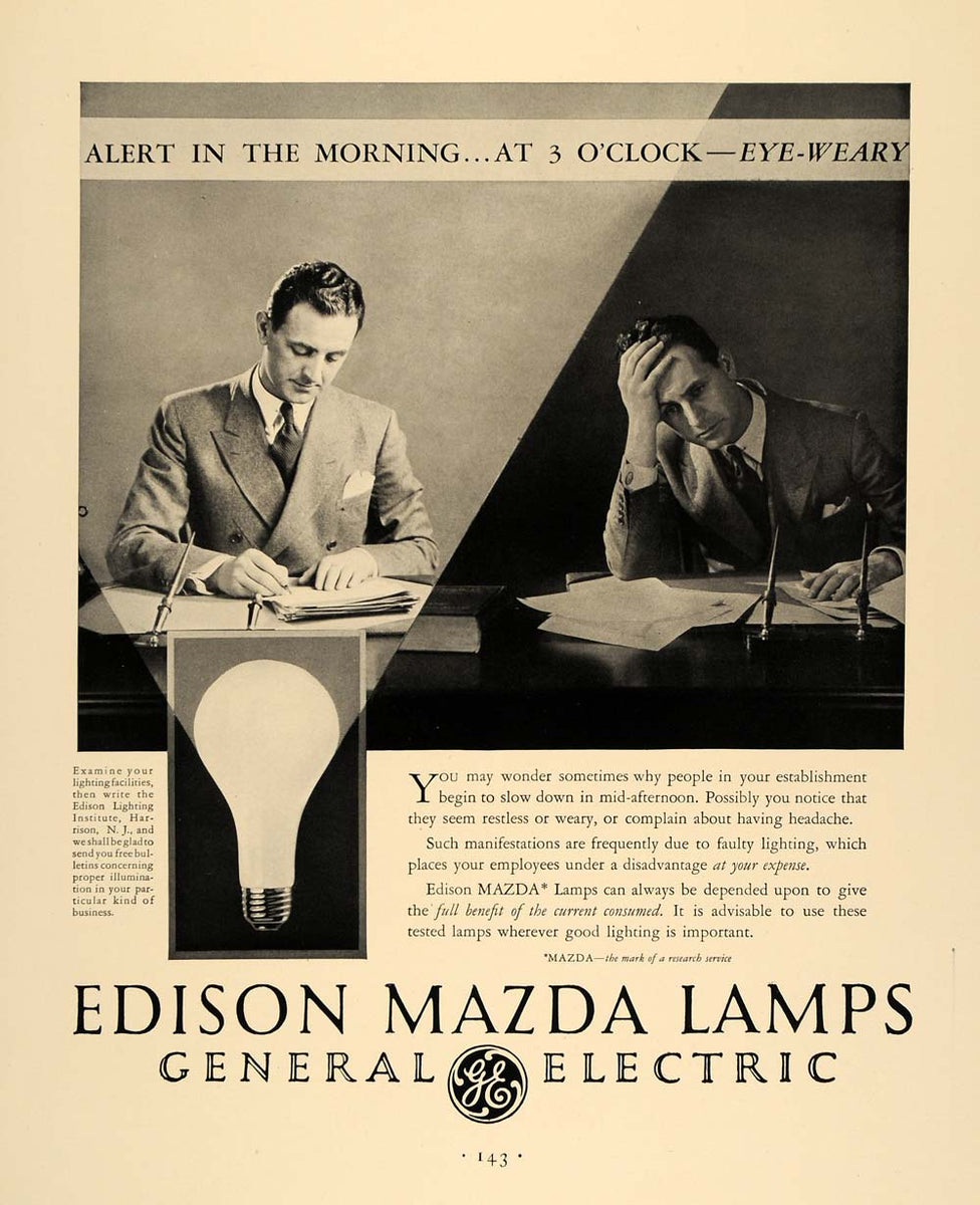 1930 Ad Edison Mazda Lamps General Electric Lighting - ORIGINAL ADVERT