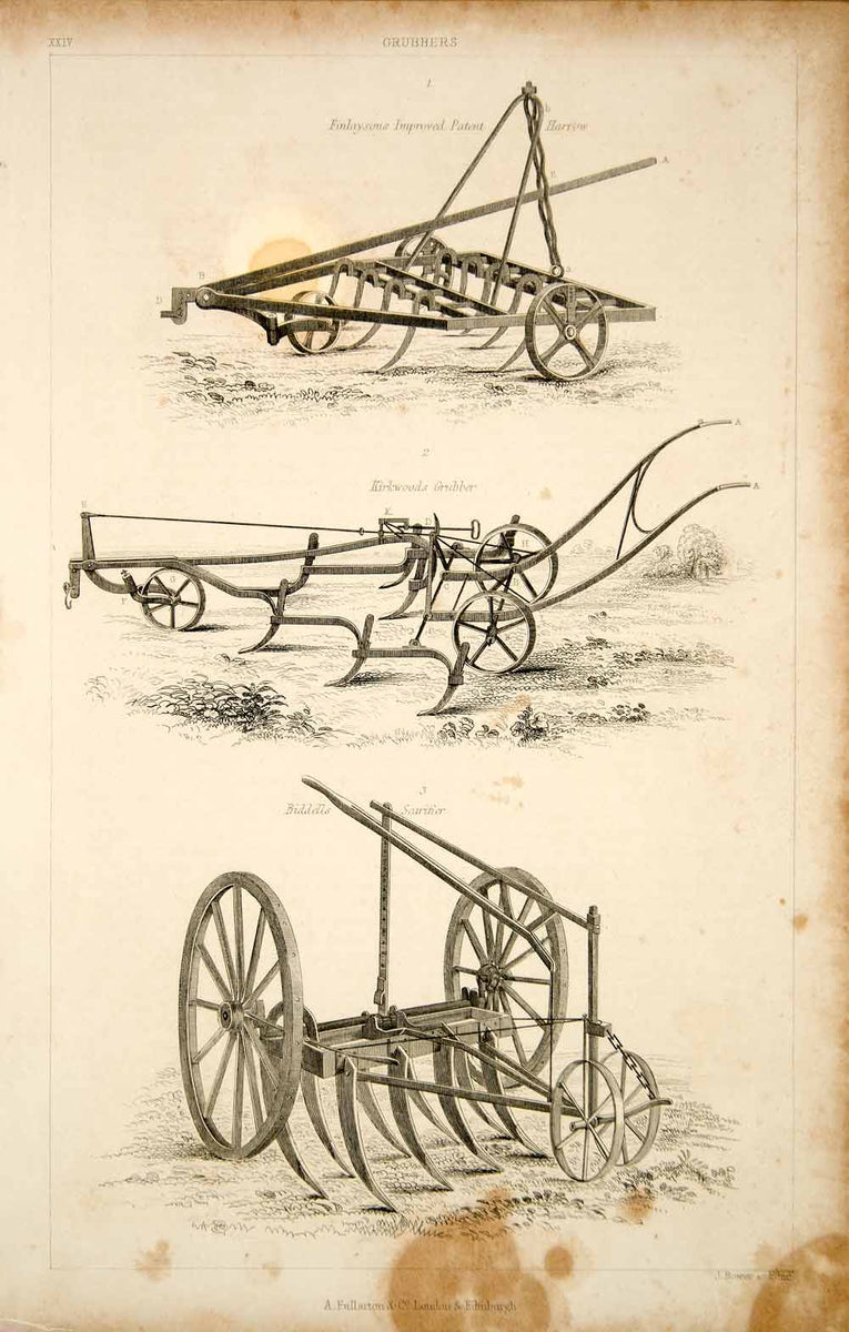 1852 Steel Engraving Antique Turnip Slicer Sowing Machine Drill Agricu –  Period Paper Historic Art LLC