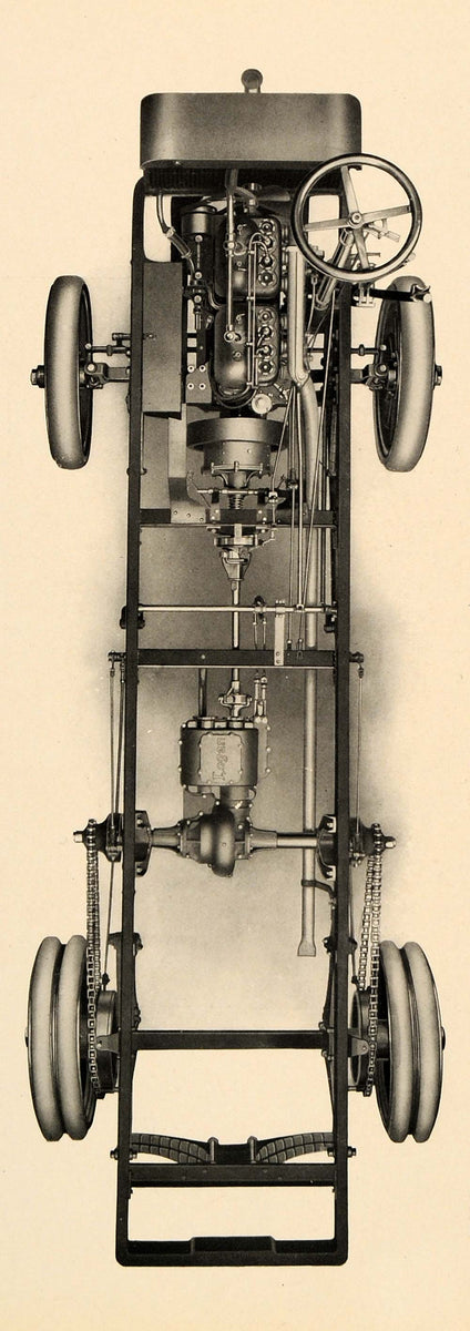 1908 Vintage Automobile Car Chassis Engine Frame Print ORIGINAL HISTOR