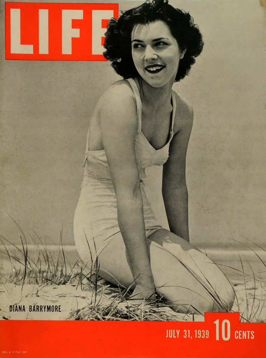 1939 Cover Life Magazine July American Actress Diana Barrymore Swimsui