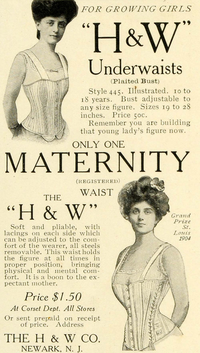 1905 Ad H W Underwaists Maternity Corsets Women Girls Fashion Bust Fig