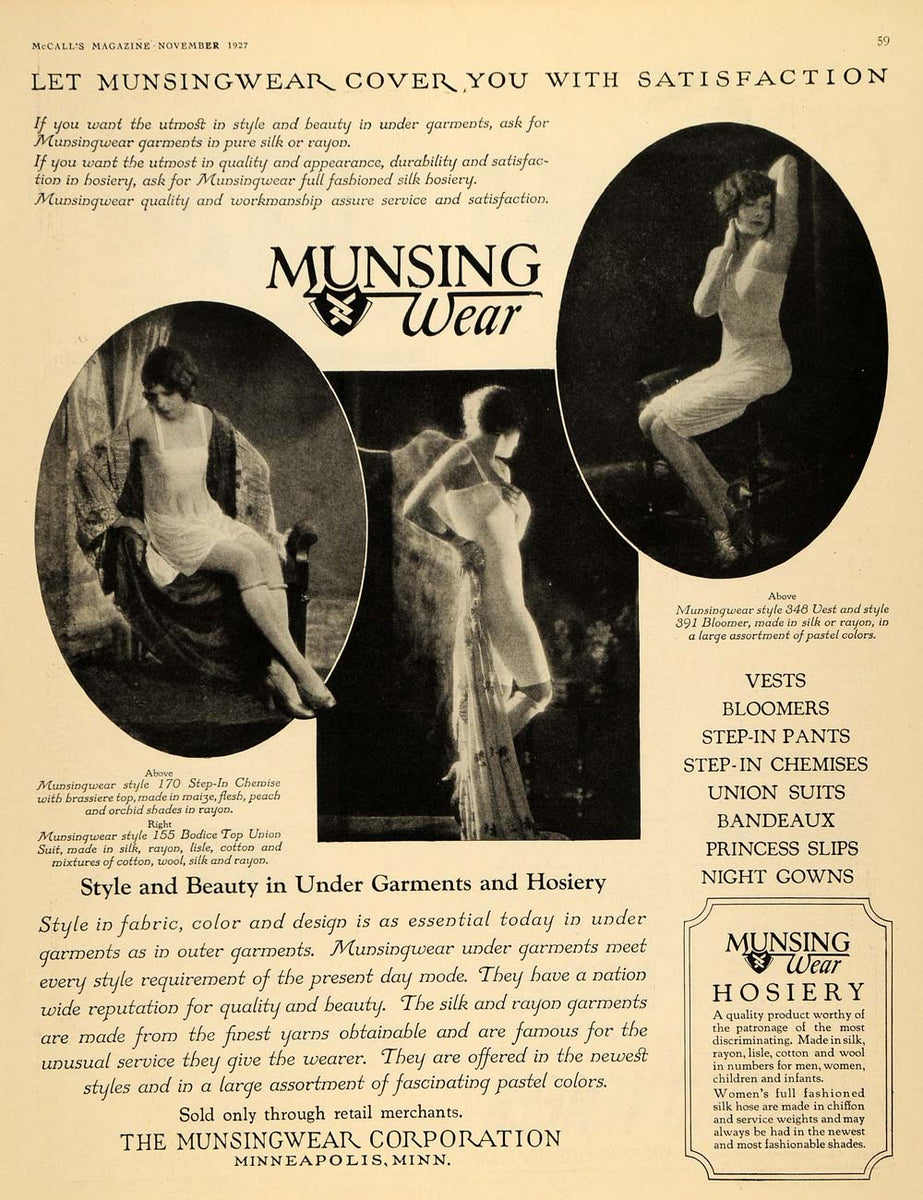 1921 Original Ad Munsingwear Union Suits Underwear Man - ORIGINAL NAVY –  Period Paper Historic Art LLC