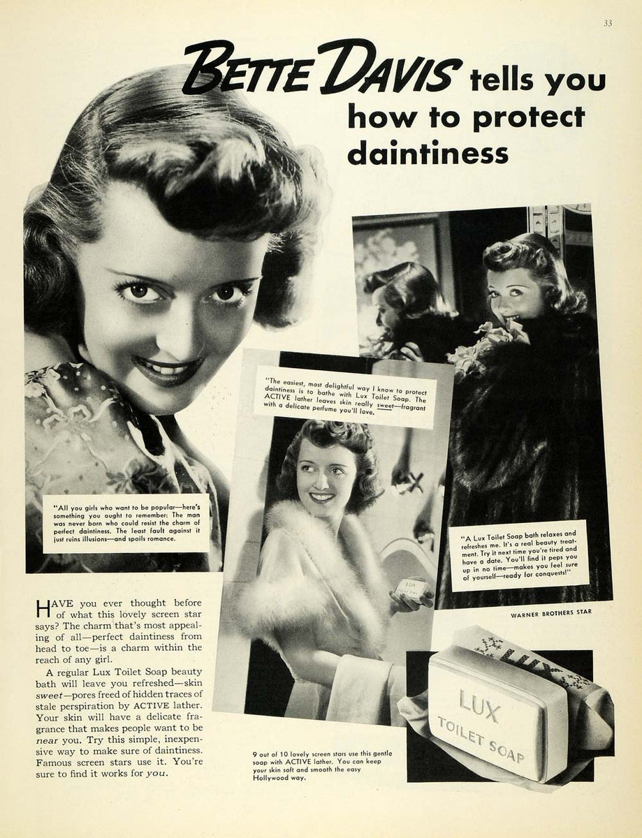 1937 Ad Bette Davis Lux Toilet Soap Skin Care Beauty - ORIGINAL ADVERT –  Period Paper Historic Art LLC