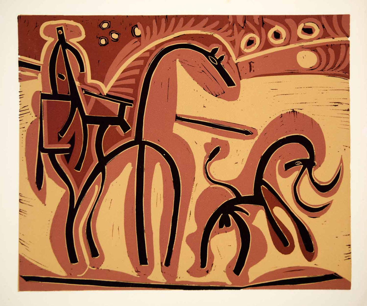 1963 Lithograph Picasso Picador Bull Bullfighting Horse Linocut Abstra –  Period Paper Historic Art LLC