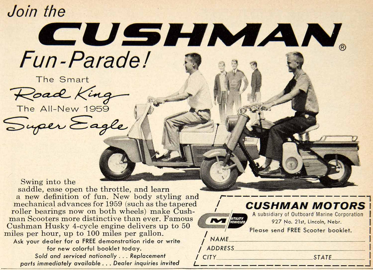 1959 Ad Cushman Road King Super Eagle Scooter Moped Motorcycle PSC3 –  Period Paper Historic Art LLC