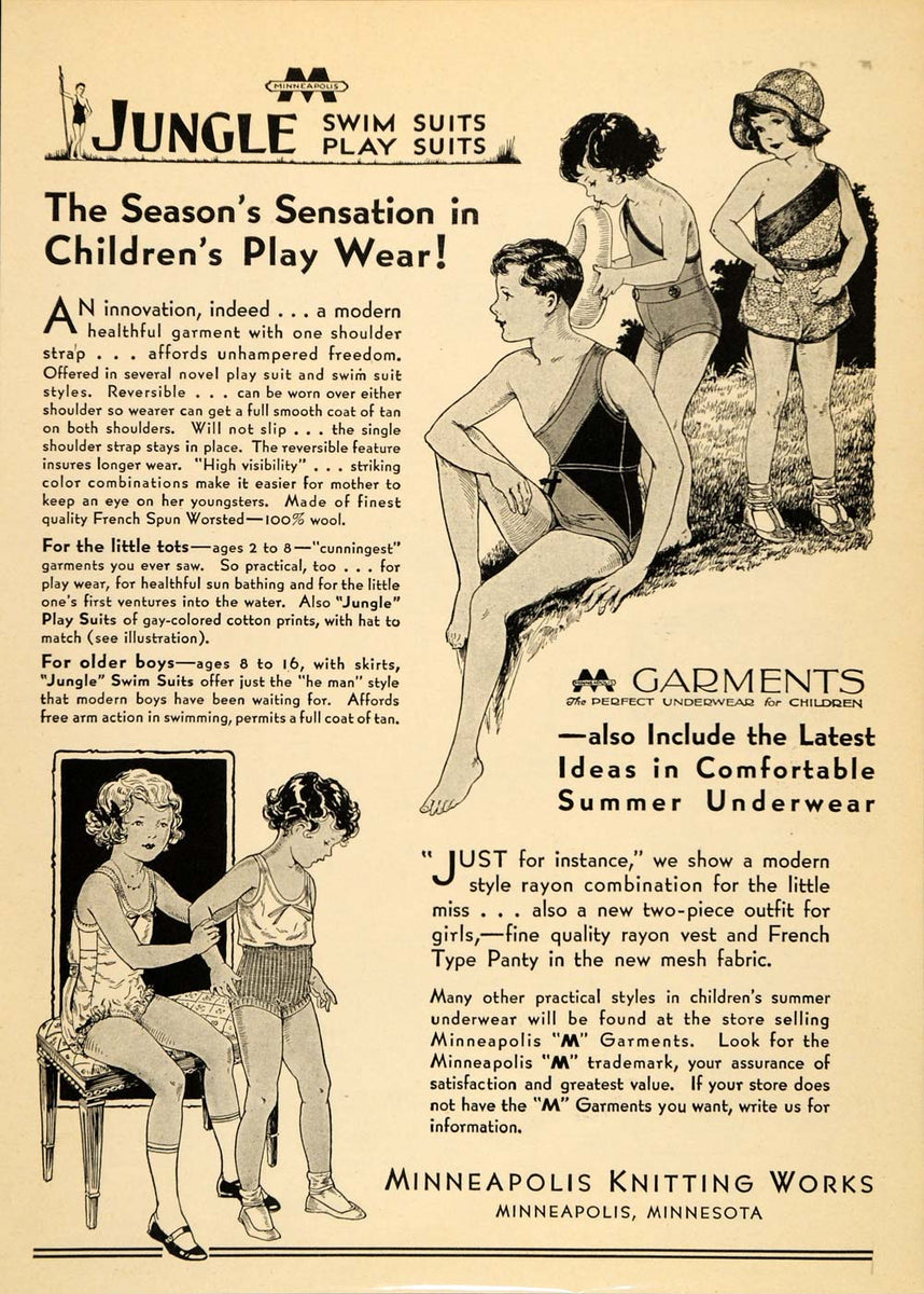 1951 Gibbs children's boys girls underwear pajamas vintage clothing ad 