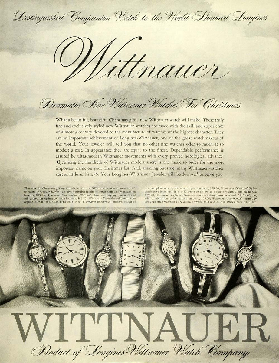 1957 Ad Wittnauer Watch Co Christmas Gift Jewelry Diamond