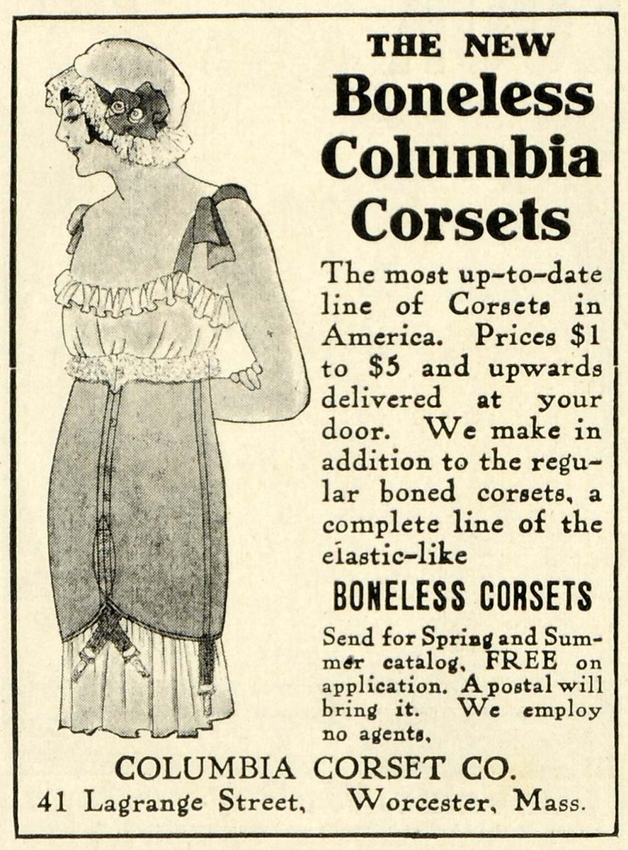 1914 Ad Boneless Columbia Corsets Victorian Fashion Undergarments