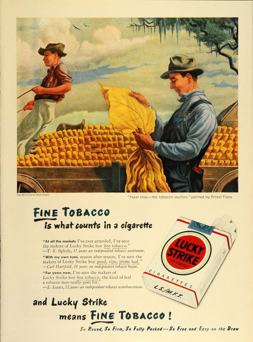 1947 Ad Lucky Strike Cigarettes Tobacco Ernest Fiene - ORIGINAL ADVERT
