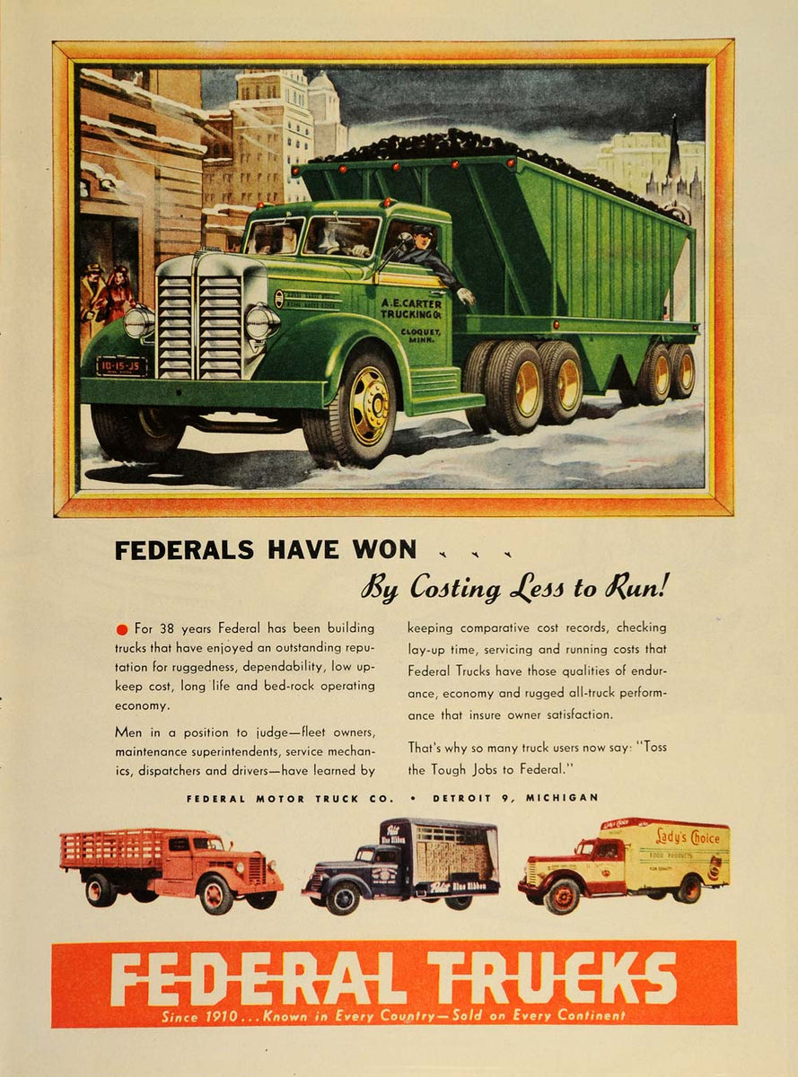 1941 AMERICAN TRUCKING ASSOCIATION 10.5x13.5 Automotive PRINT AD Faster US  Mail