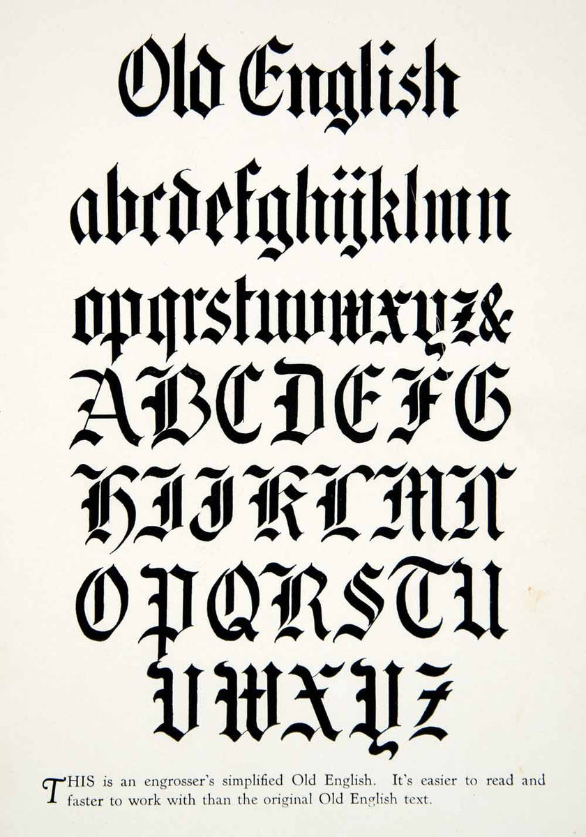 1913 Lithograph Typography Alphabet Old English Font - ORIGINAL GAC1 –  Period Paper Historic Art LLC