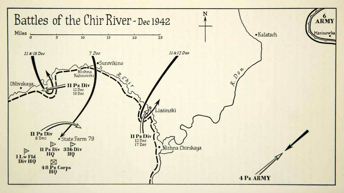 1956 Print World War Ii Battle Chir River Map Layout Military Army Rus