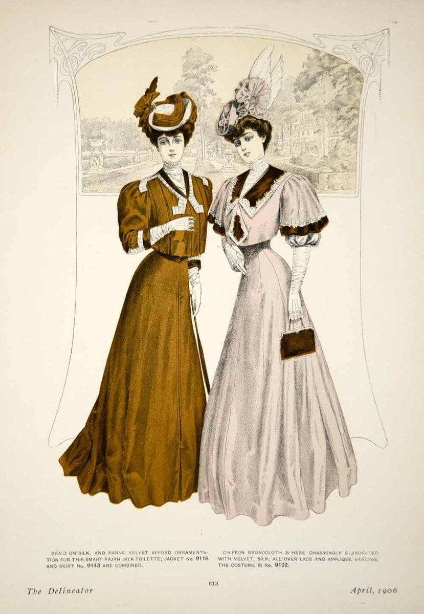 1906 Offset Lithograph Delineator Edwardian Ladies Art Nouveau Fashion –  Period Paper Historic Art LLC