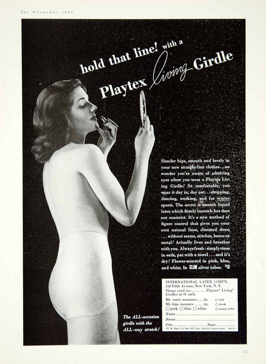 1940 Ad Playtex Living Girdle Women's Fashion Undergarment Figure Slim