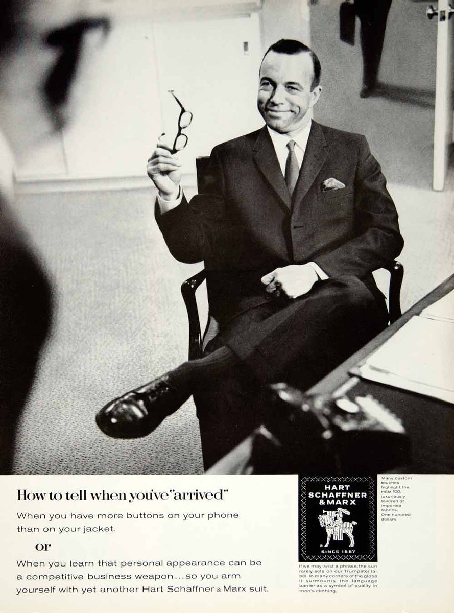 1962 Ad Vintage Hart Schaffner Marx Business Suit 60s Fashion YMM5