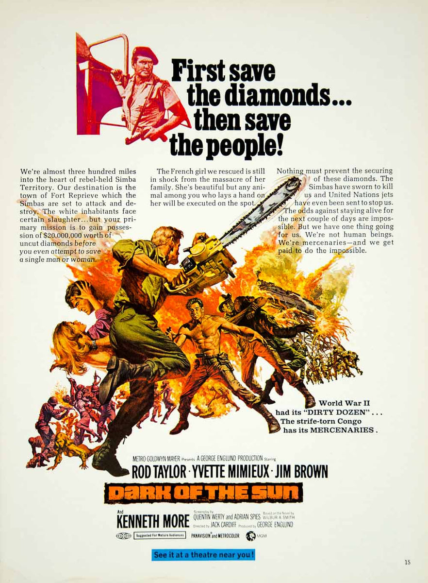 1968 Ad Movie Dark of the Sun Rod Taylor Yvette Mimieux Jack Cardiff C –  Period Paper Historic Art LLC