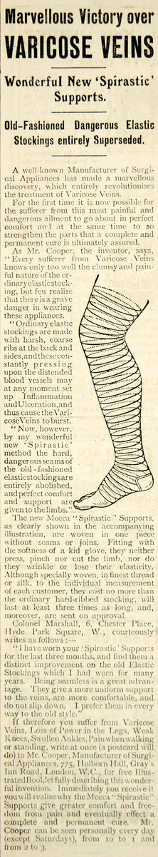 1917 Ad Vintage Varicose Veins Elastic Stockings Mecca Spirastic Suppo