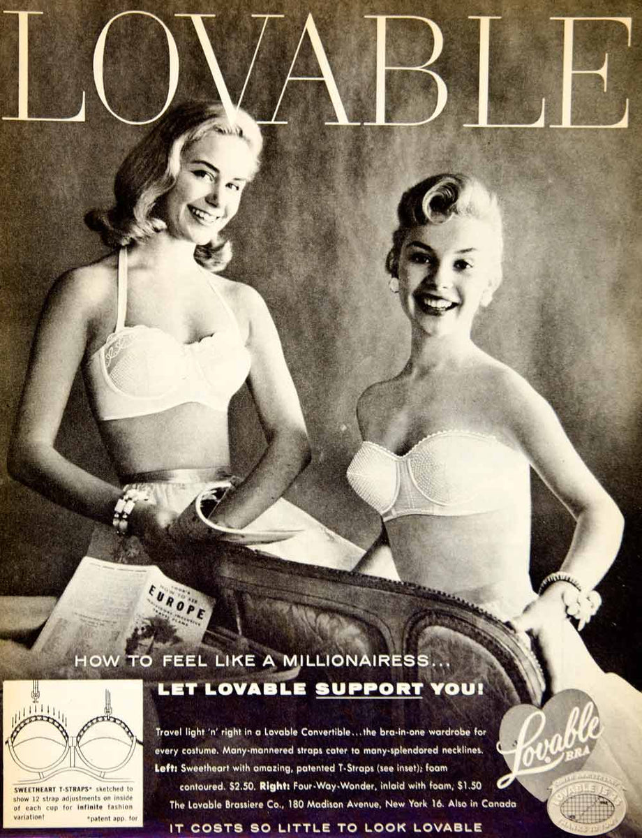 1956 women's Quest shon mark strapless bra vintage lingerie ad