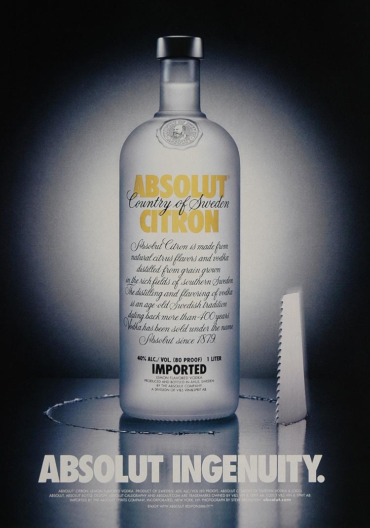 2003 Ad Absolut Citron Vodka Ingenuity S. Bronstein - ORIGINAL ADVERTISING ABS2