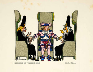 1928 Lithograph Joseph Hemard Monsieur de Pourceaugnac Moliere Play Chairs ADLH1