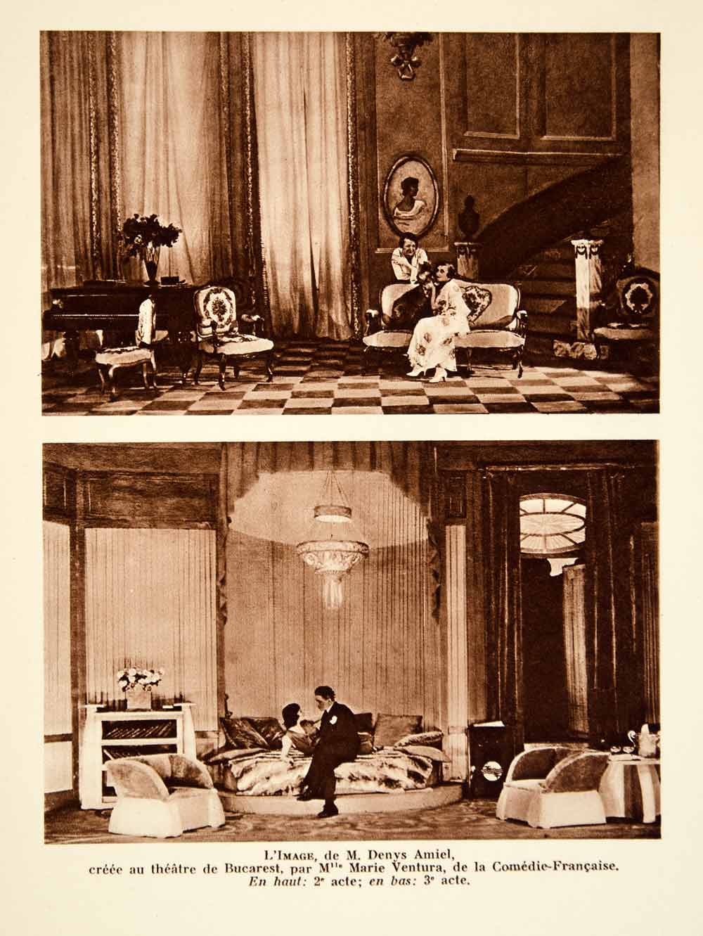 1931 Photolithograph Denys Amiel L'Image Play Scenes Stage Marie Ventura AEC2