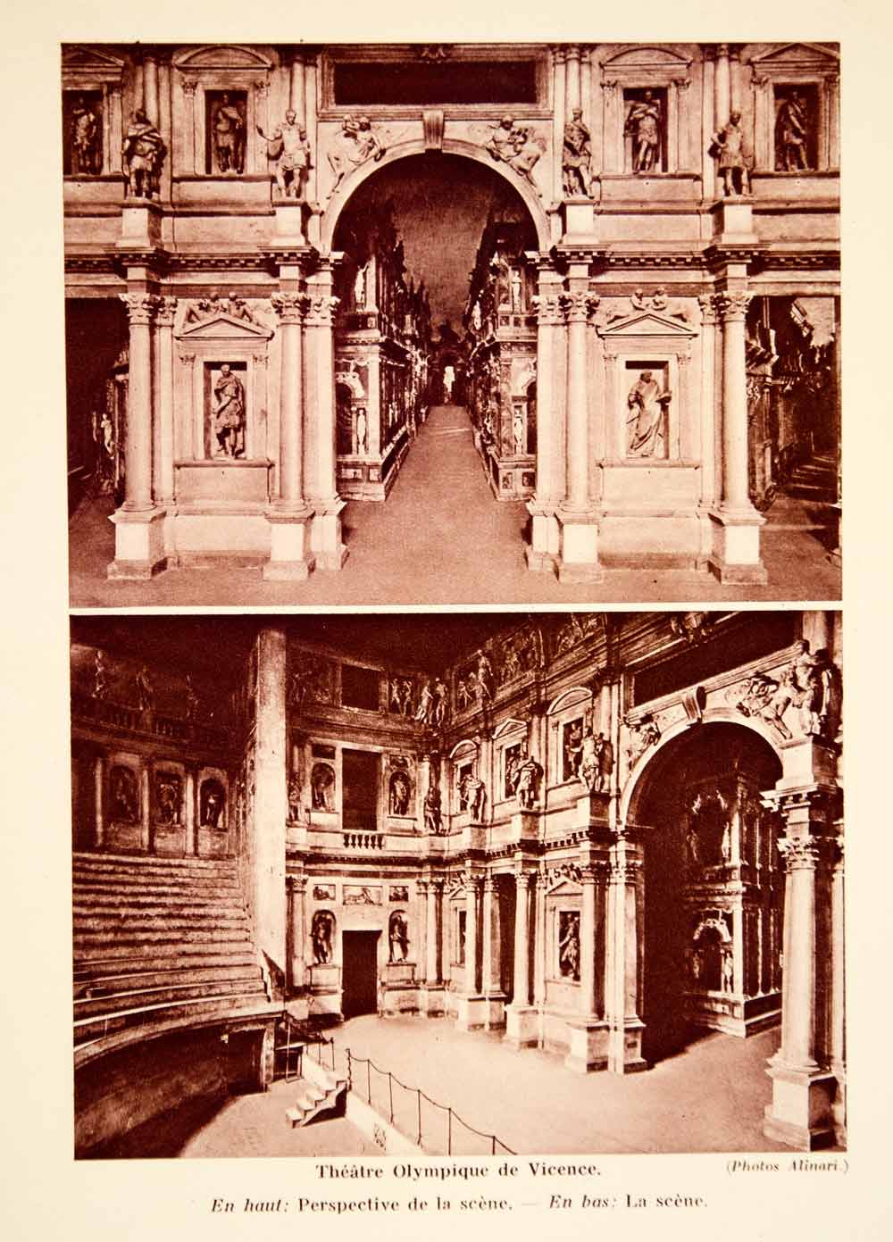 1931 Photolithograph Teatro Olimpico Vicenza Italy Theatre Stage Set Design AEC2