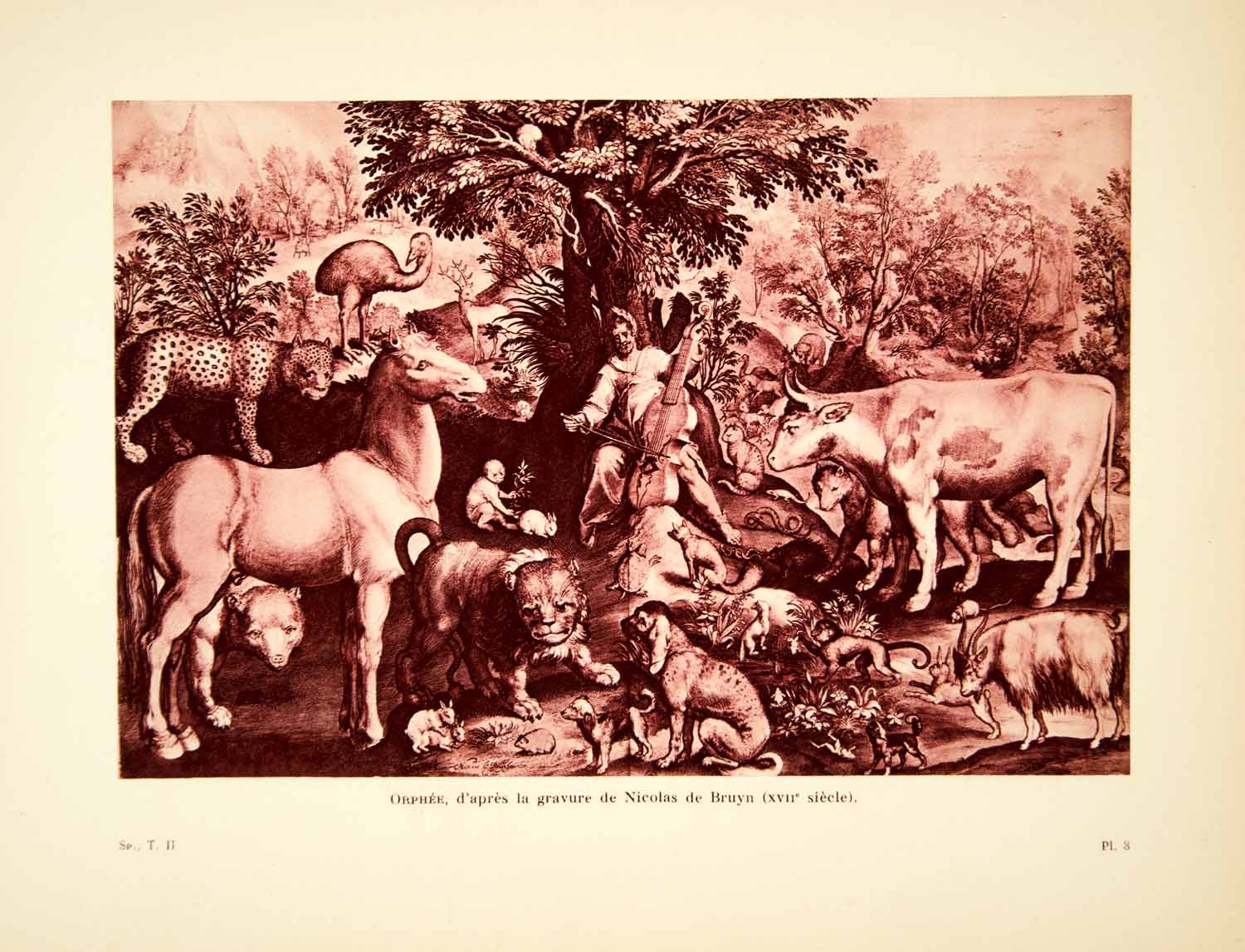 1932 Photolithograph Orpheus Animals Greek Mythology Music Animals Musician AEC3