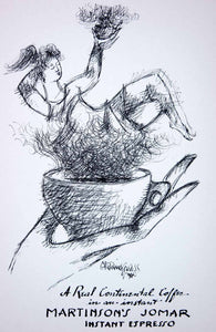 1958 Lithograph Chaim Gross Nude Martinson's Jomar Instant Espresso Coffee Cup