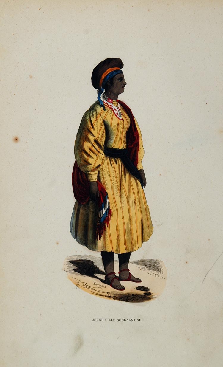 1843 Print Costume African Woman Girl Ethnic Africa - ORIGINAL AFCOST