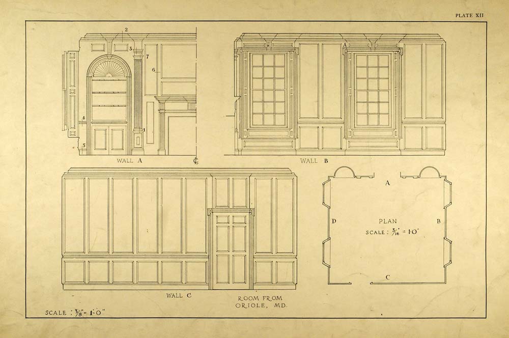 1925 Lithograph Oriole Maryland Historic Interior Decor Coffer Square Wall ARC6