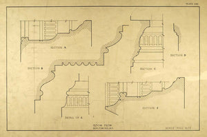 1925 Lithograph East Pratt Street Baltimore House Interior Decor Columns ARC6