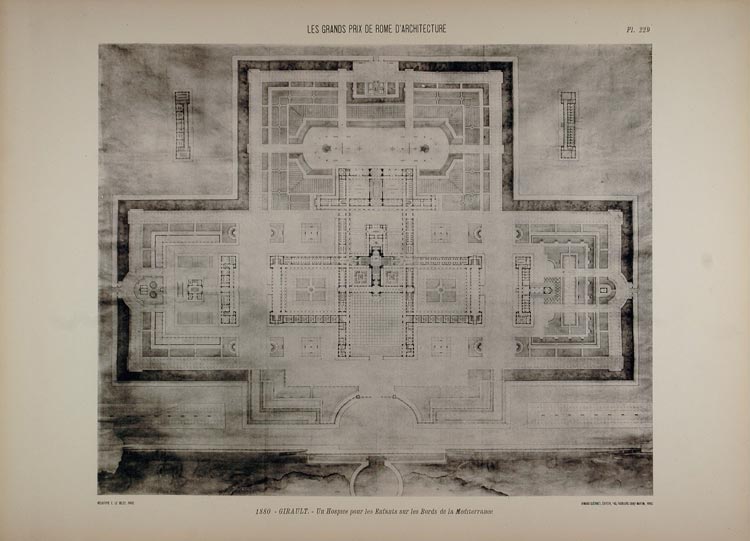 1902 Print 1880 Girault Architecture Children Home Plan - ORIGINAL ARCH6