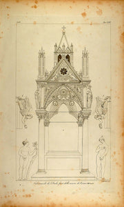 1845 Engraving Tabernacle Statue S. Paolo fuori le mura - ORIGINAL ARCH8