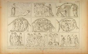 1845 Engraving Pisano Facade Orvieto Cathedral Adam Eve - ORIGINAL ARCH8