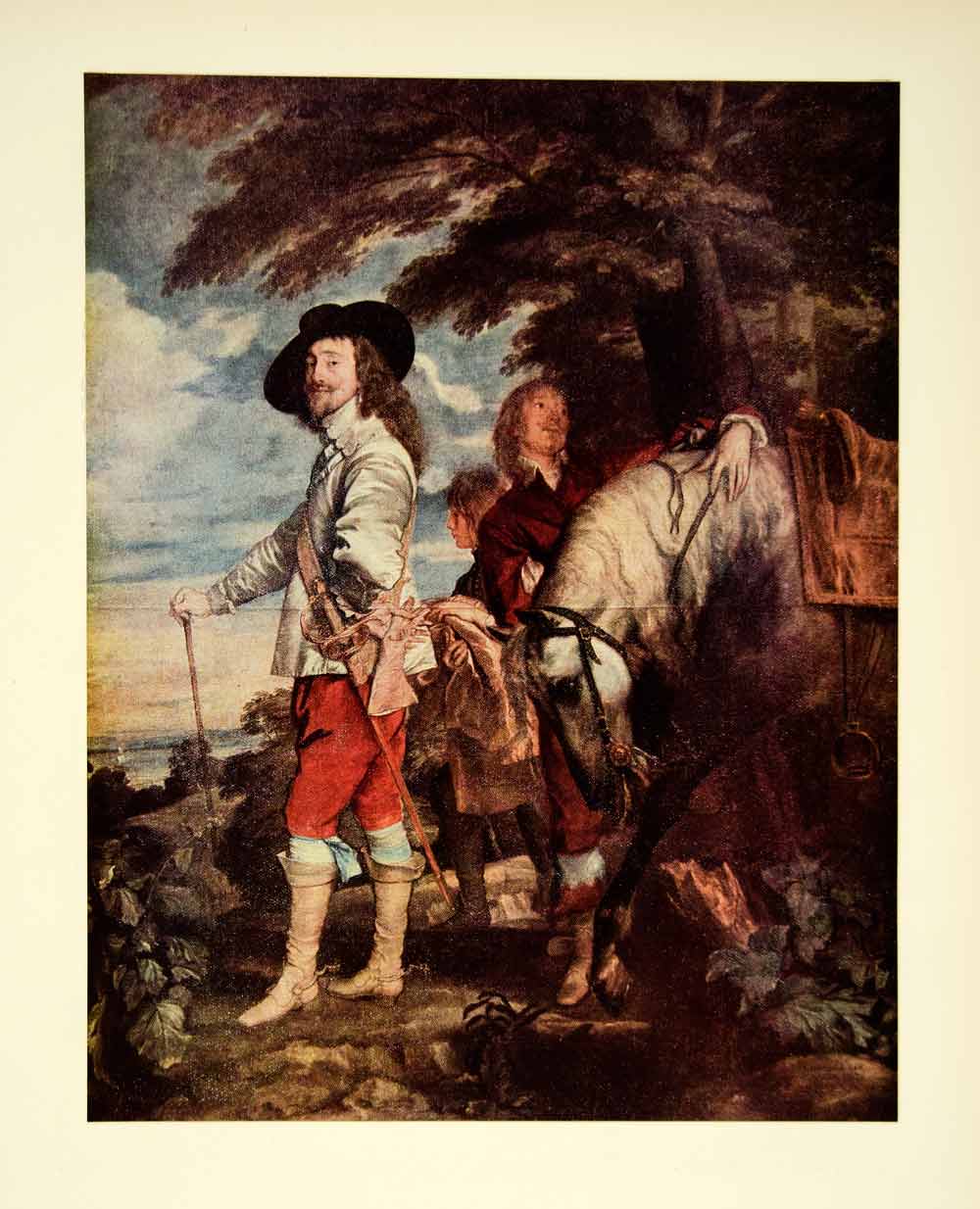 1949 Print Anthony Van Dyck Art King Charles I England Hunt Portrait AVD1