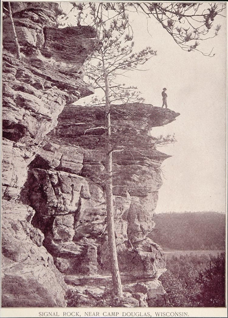 1893 Print Signal Rock Formation Camp Douglas Wisconsin ORIGINAL HISTORIC AW2