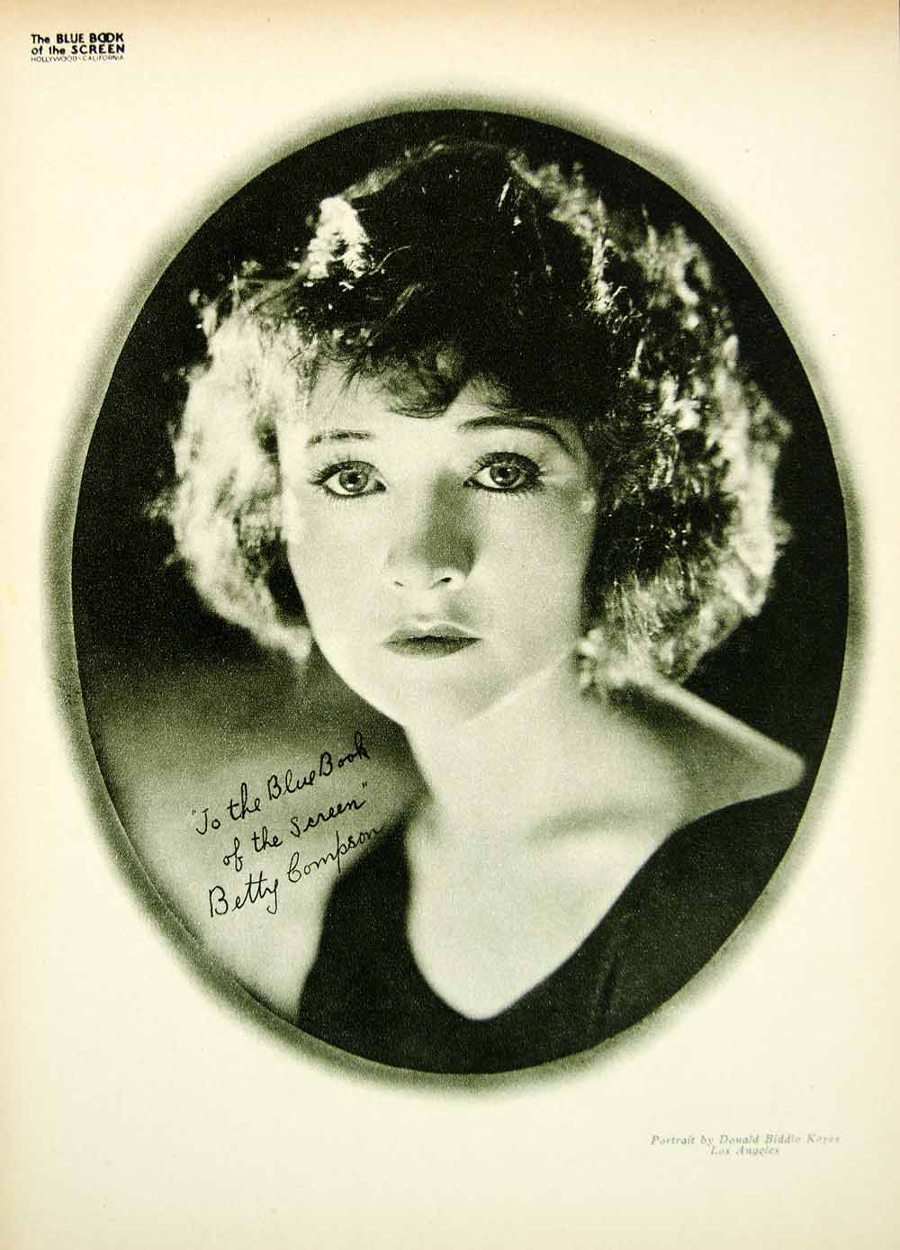 1923 Print Betty Compson Silent Film Actress Movie Star Portrait Biography BBS1