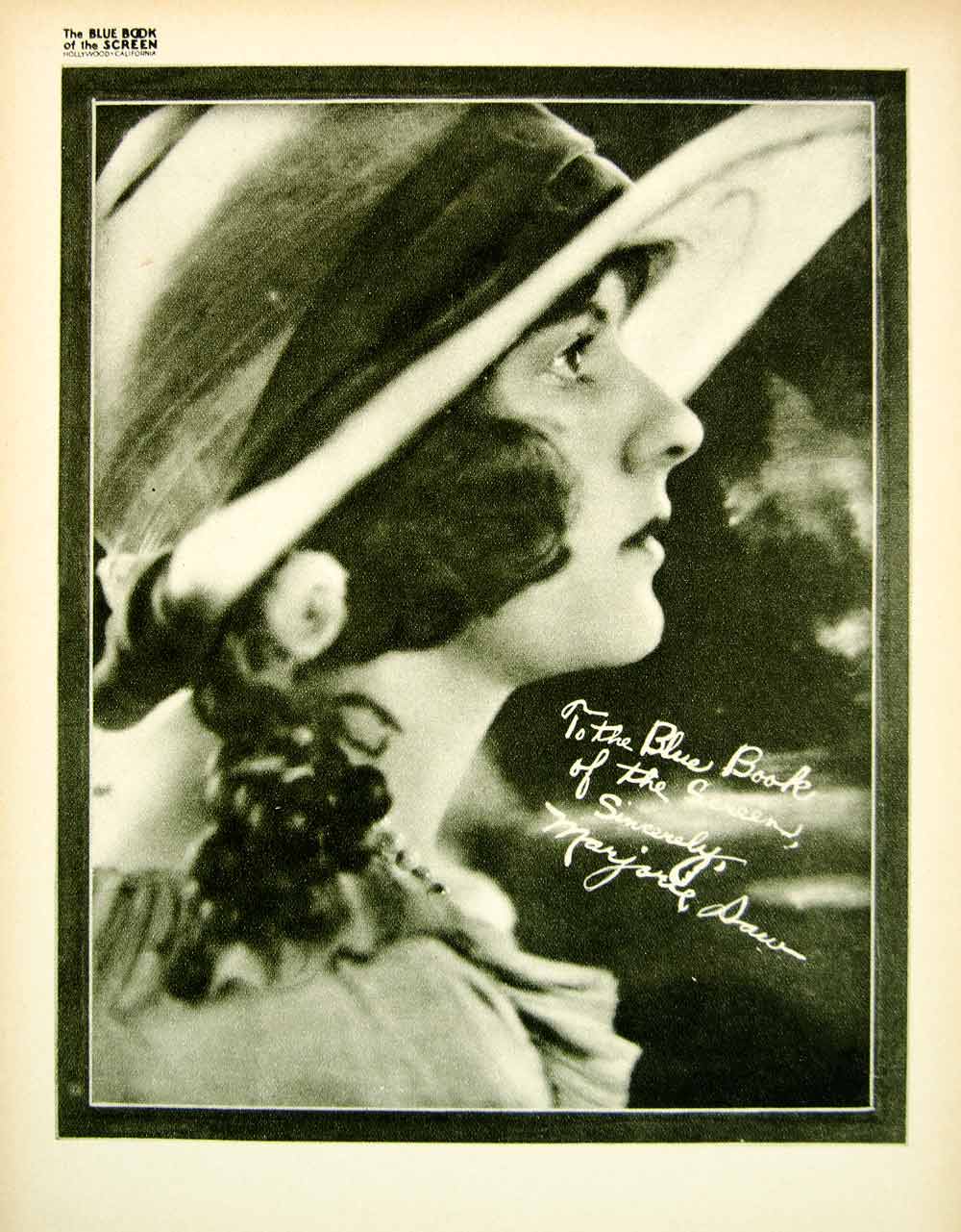 1923 Print Marjorie Daw Silent Film Actress Movie Star Portrait Biography BBS1