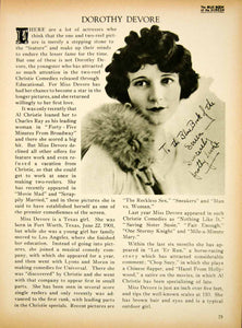 1923 Print Dorothy Devore Silent Film Actress Comedy Movie Star Biography BBS2