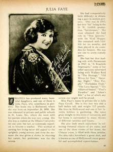 1923 Print Julia Faye Actress Silent Film Movie Star Hollywood Biography BBS2