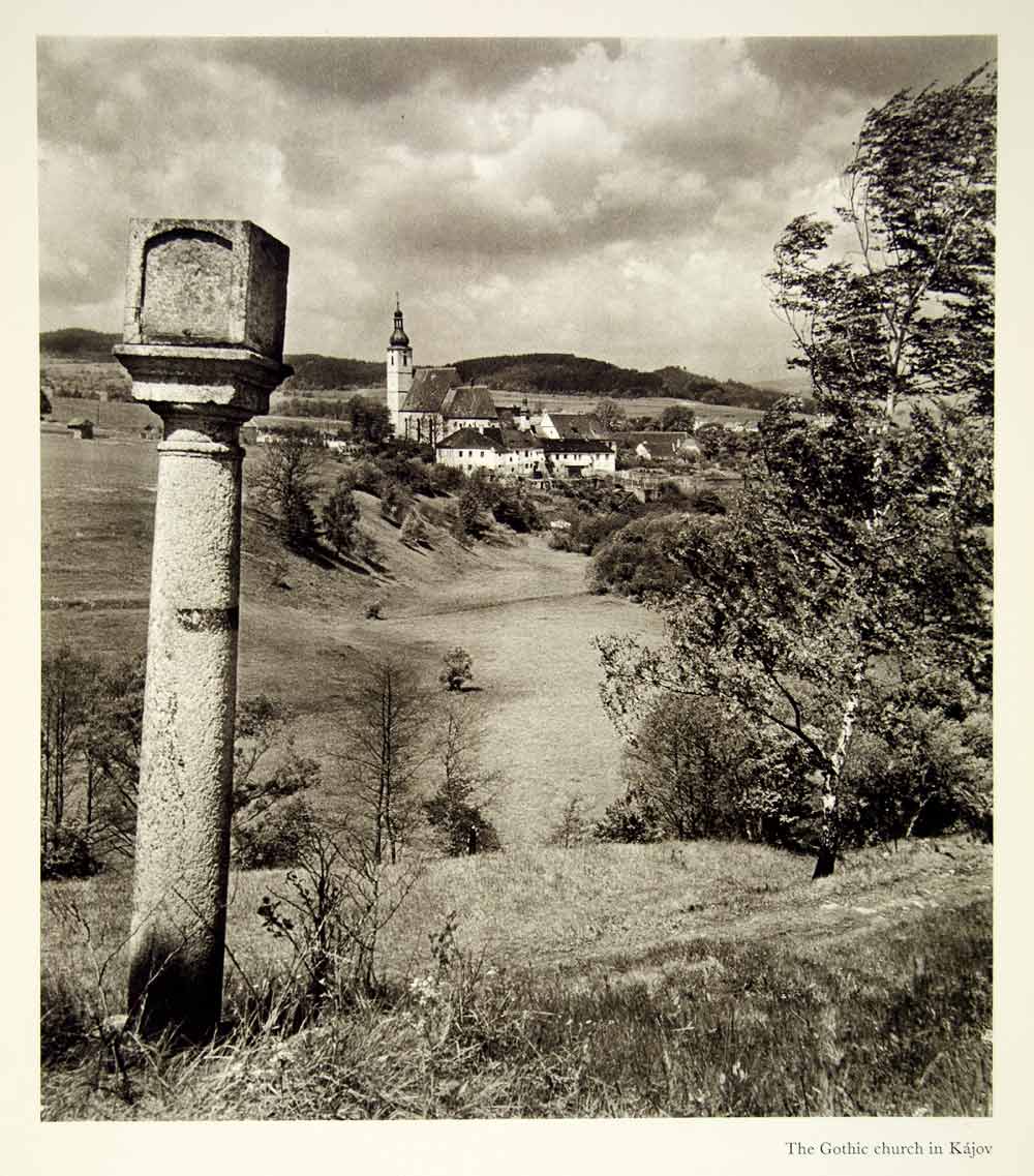 1960 Rotogravure Gothic Church Kajov Bohemia Czech Republic Village Town BOM1