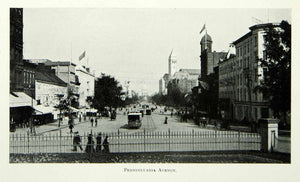1903 Print Pennsylvania Avenue Washington D.C. City Street Historic Image BVM1