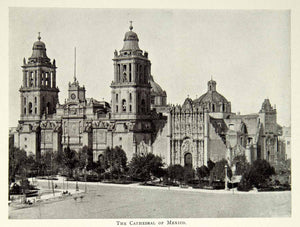 1903 Print Mexico City Metropolitan Cathedral of the Assumption Historic BVM1