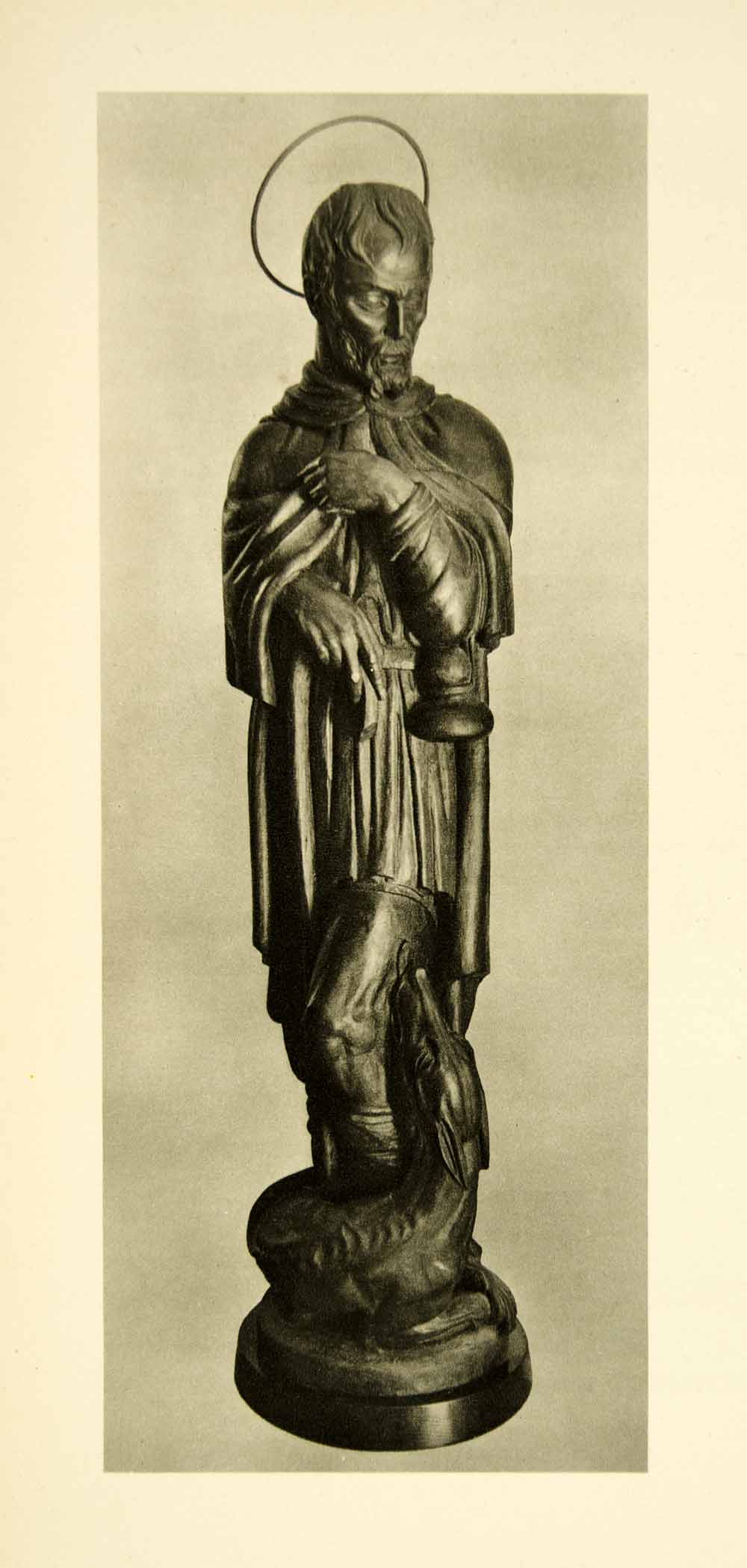 1928 Rotogravure Saint Rockus Religious Figure Marin Studin Wood Sculpture CA1