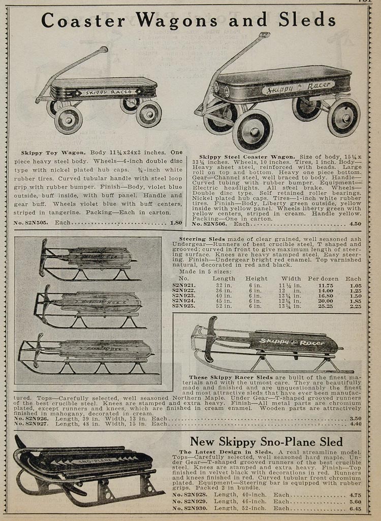 1934 Vintage Ad Skippy Racer Coaster Wagon Snow Sled - ORIGINAL ADVERTISING CAT2