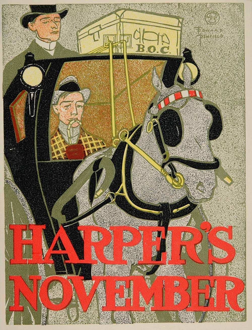 1913 Harper's Horse Coach Edward Penfield Mini Poster - ORIGINAL CB1 ...