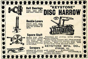 1893 Ad Keystone Disc Harrow Farm Plow Equipment Scraper Agriculture Tool CCG1