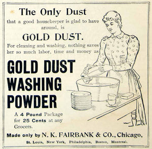 1893 Ad Gold Dust Washing Powder NK Fairbank Housewife Dishes Cleaning CCG1