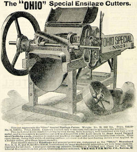 1893 Ad Ohio Special Ensilage Cutter Farm Machinery Silver Fodder CCG1